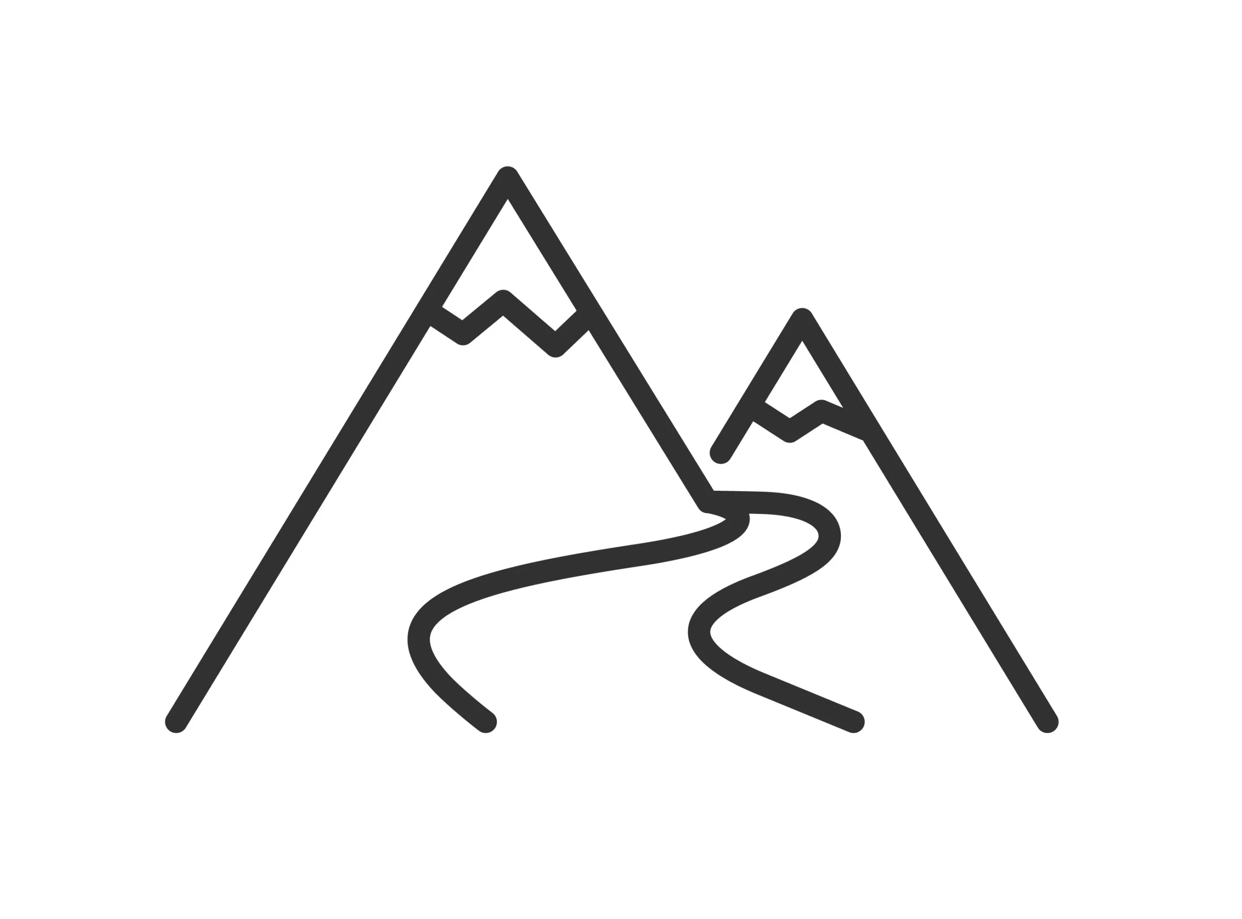 Icone d'un chemin qui monte dans la montagne pour illustrer l'accès direct depuis la maison