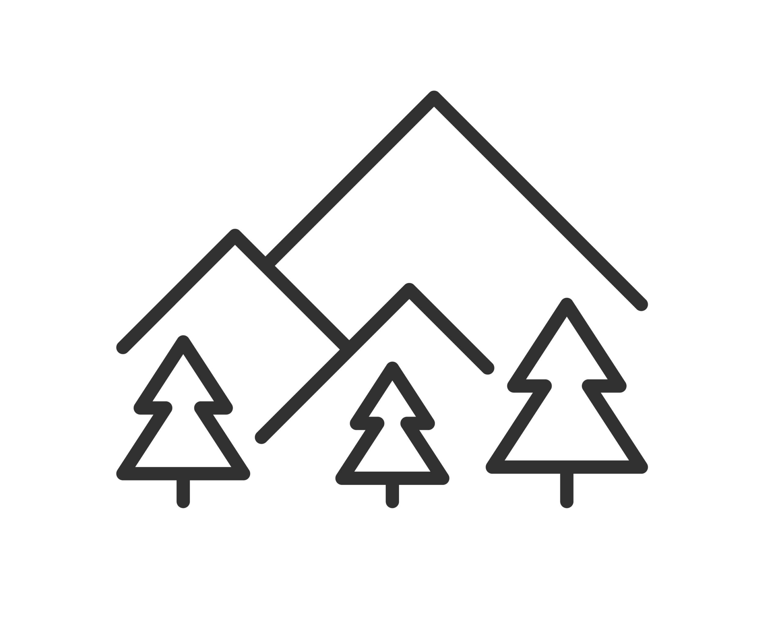 Icone d'une montagne et des sapins pour montrer que la Forêt Dormante et au coeur de la nature